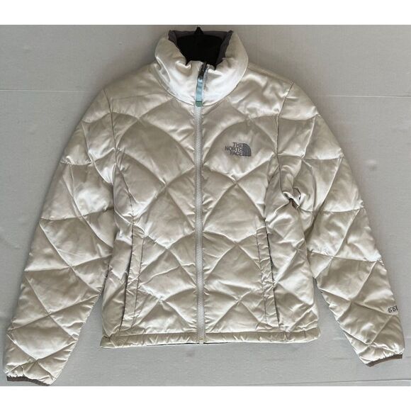 THE NORTH FACE Women Sz XS Aconcagua 550 Down Jacket Ivory/Gray Puffer - Picture 7 of 16